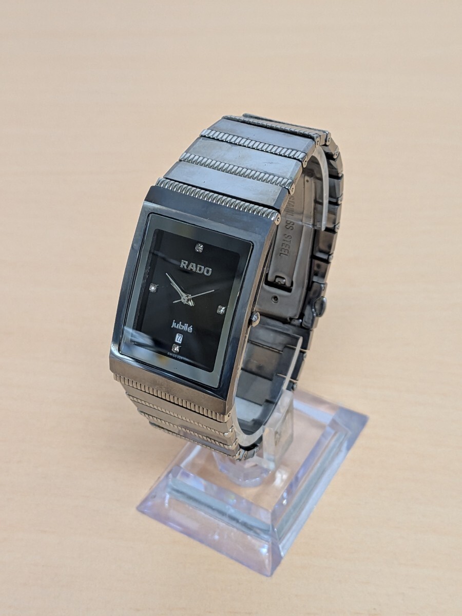 y072213g RADO ラドー ジュビリー セラミック 4P ブラック文字盤 クオーツ ボーイズ 腕時計 現状品 不動品