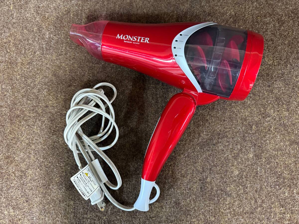 80? 葉／コイズミ ヘアドライヤー KCD-W701 赤 レッド AC100V 50/60Hz 1200W モンスター ダブルファン 大風量 ジャンク