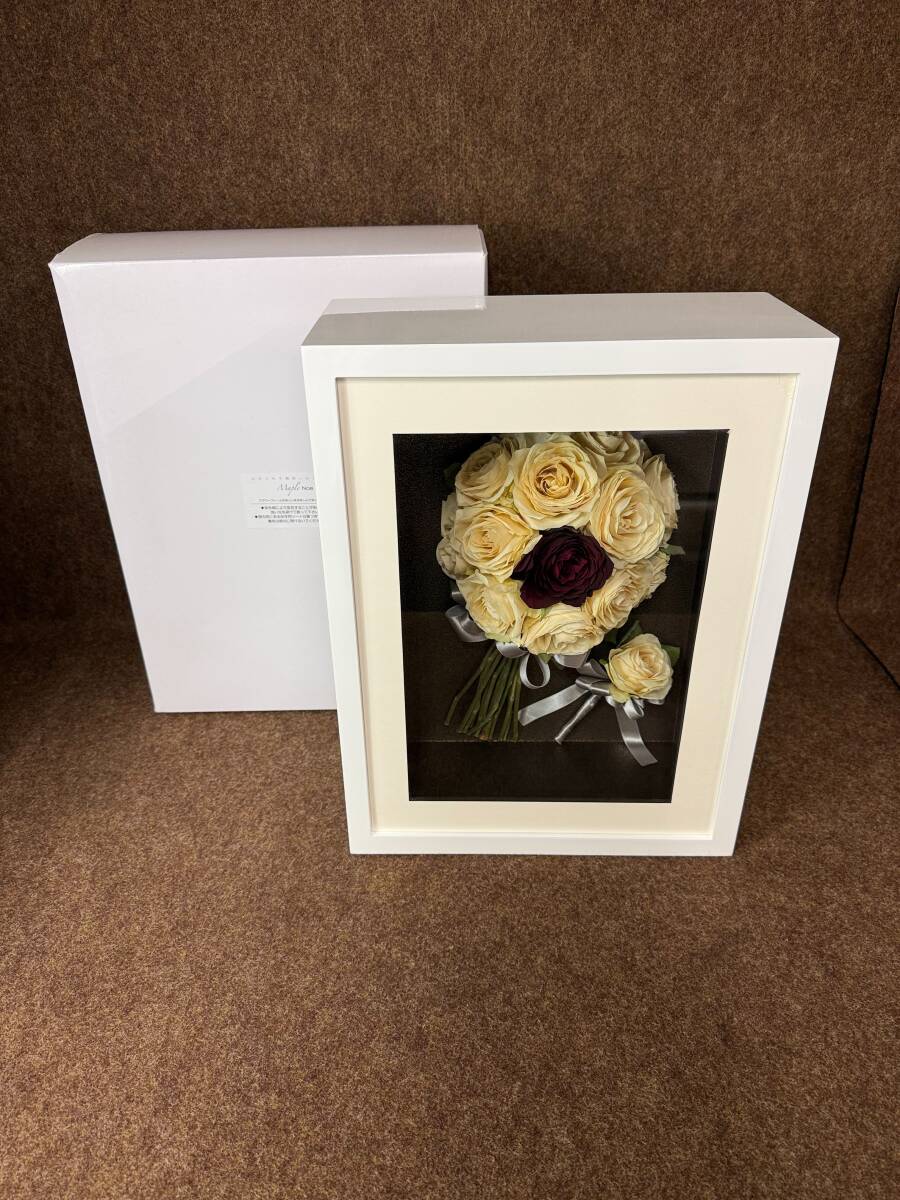 100 1F／メイプルノブ アートフラワー ブーケ 額装 置物 花束 記念 薔薇 バラ レカンフラワー ボックス インテリア