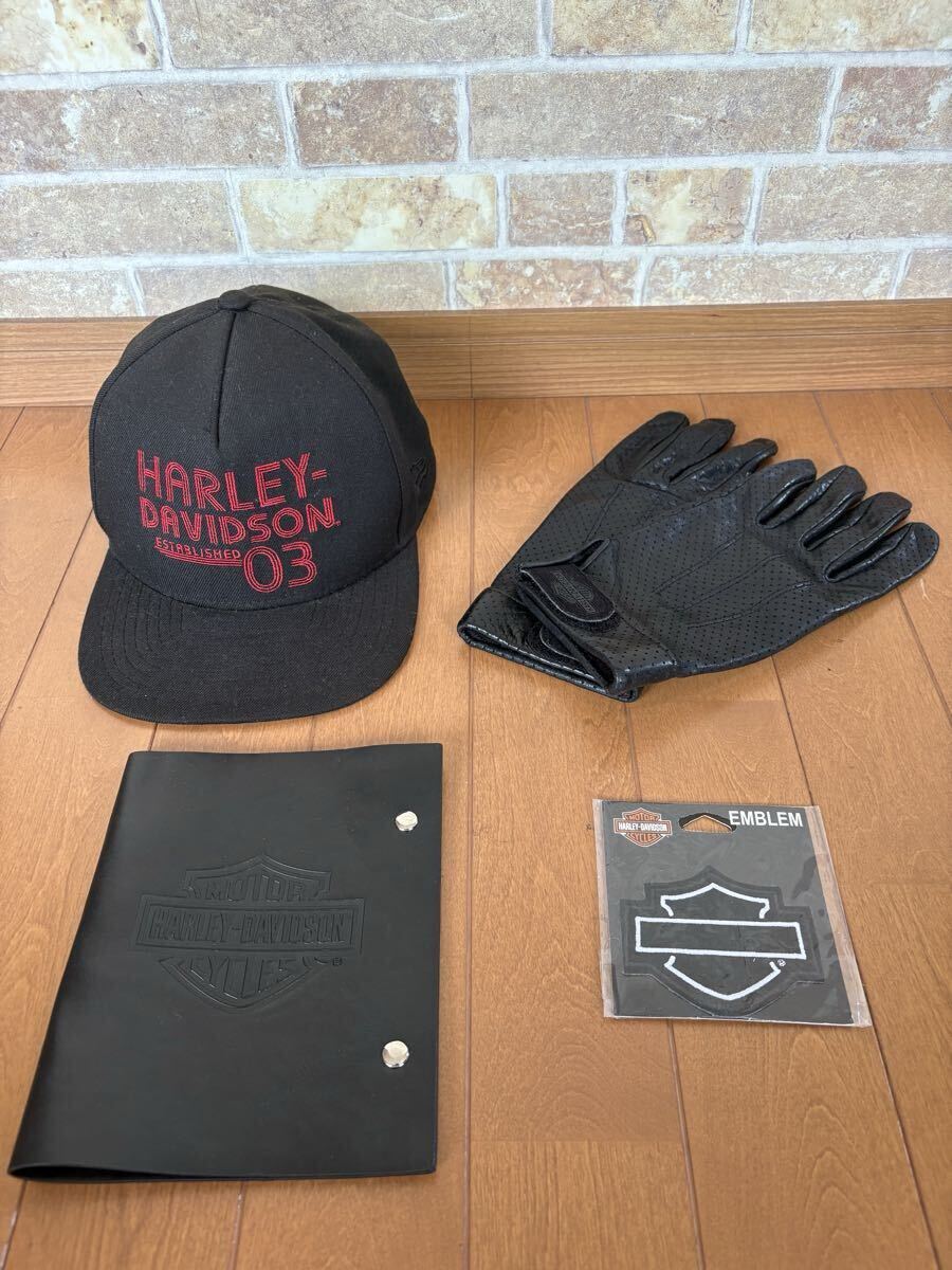  HARLEY-DAVIDSON ハーレーダビッドソン 純正レザーグローブ 純正キャップ(ニューエラ)