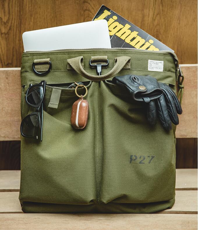 上質新品70s復刻 ビンテージ ミリタリー 米軍 ヘルメットバッグ レア キャンバス/帆布 トートバッグ ショルダーバッグ 大容量 グリーン
