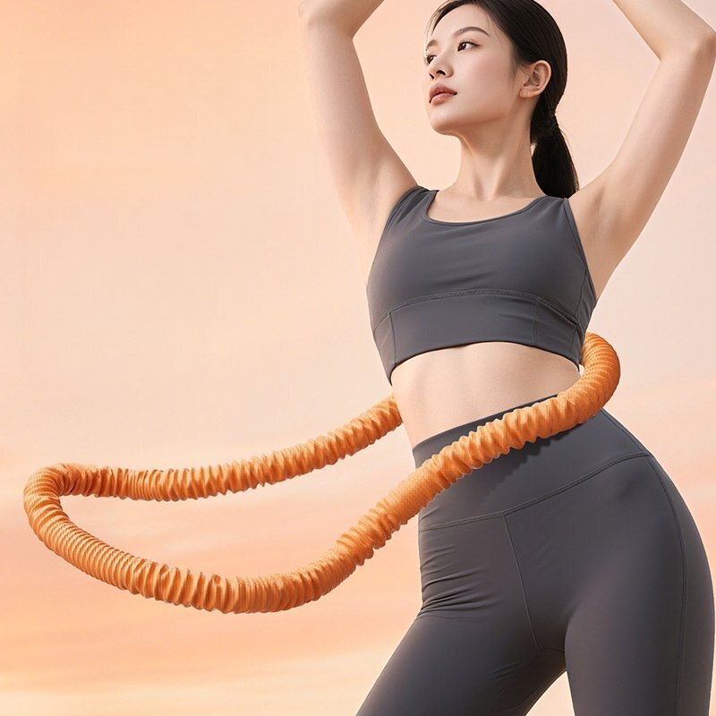 フラフープ ダイエット用 ソフトフラフープ 成人用 折りたたみポータブル1.5kg 静音 ダイエット向け 室内用 男女兼用