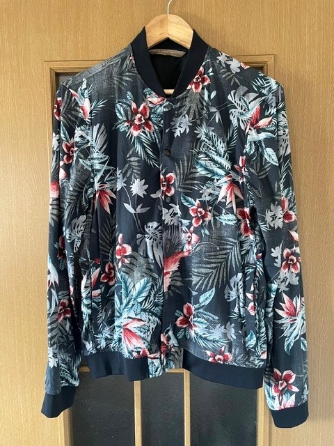 ZARA★ザラ・マン／フラワー、ボタニカル総柄 ジャンパー ジャケット ブルゾン Sz.L (M〜L相当）綿100%