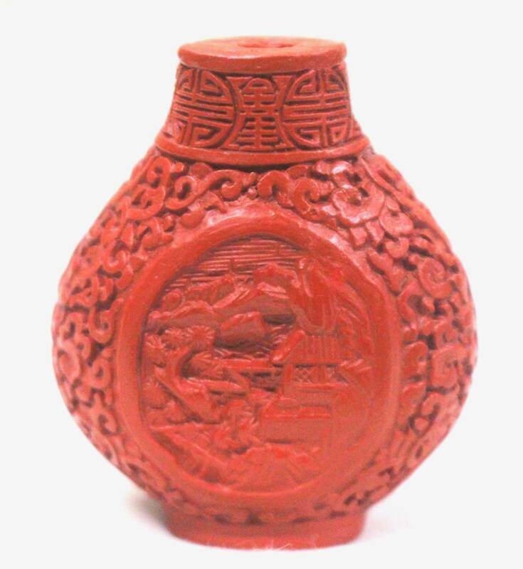 鼻煙壷 堆朱 鼻煙壺 中国 喫煙具 美術品 古美術 コレクション 古瓶