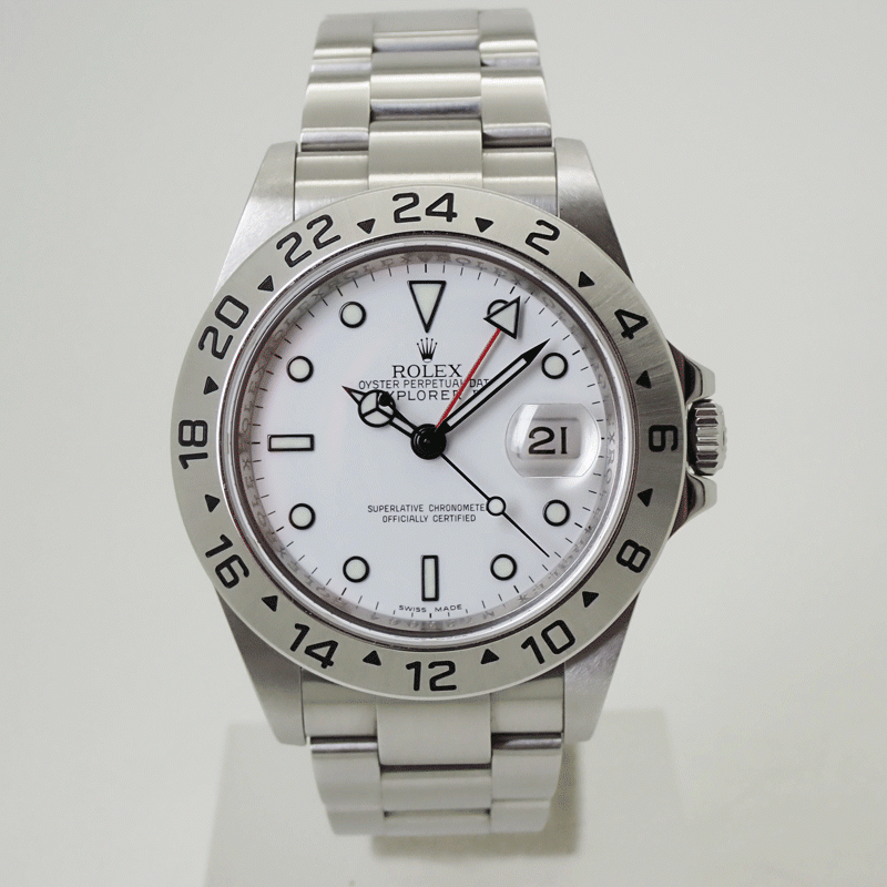 ROLEX ロレックス 16570 エクスプローラー2 ルーレット メンズ時計 SS 白文字盤 M番 2007～2008年製 美品