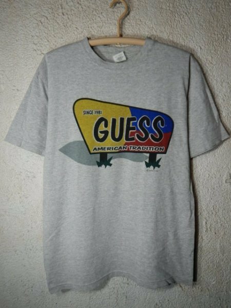 to3153　レア　GUESS　ゲス　アメリカ製　USA　90ｓ　vintage　ビンテージ　半袖　tシャツ　1998年　ストリート　人気　送料格安