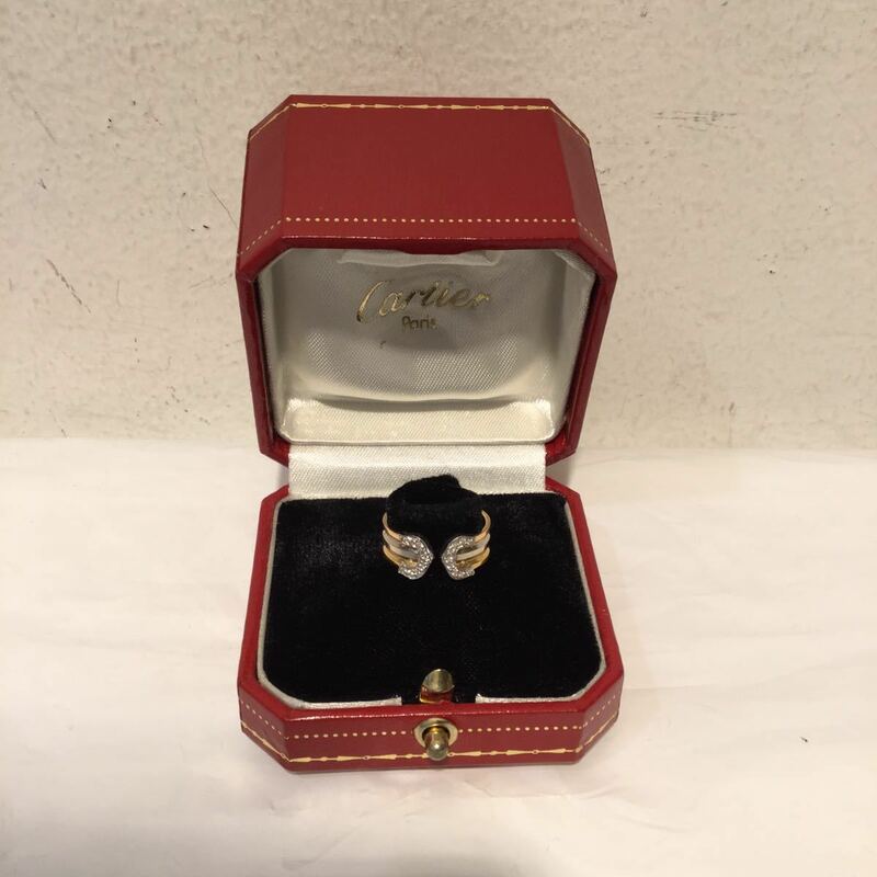 Cartier カルティエ リング 指輪 K18 スリーカラー 2Cダイヤ #48 鑑定書付 3連 ゴールド ピンクゴールド シルバー 8号 380874