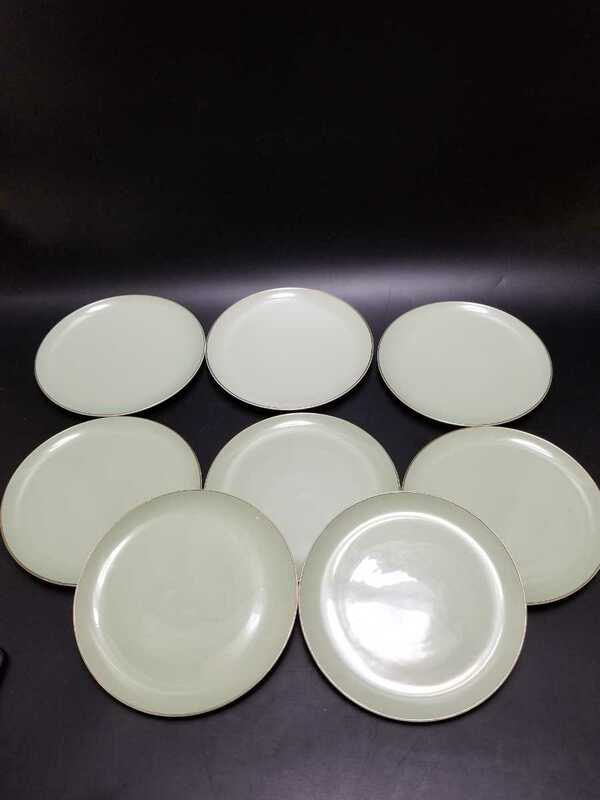 レトロ 東洋陶器 TOYOTOKI プレート 直径約19cm 8枚セット 皿 陶器 和食器 カフェ モダン 金彩