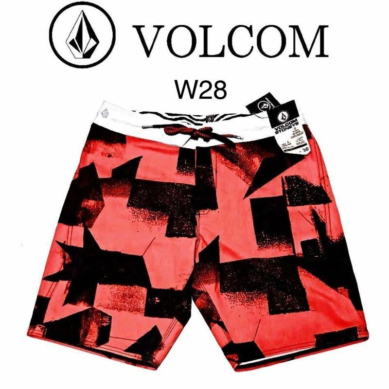 新品◆VOLCOM/ ボルコム◆ W28 STONEYS 4WAY STRETCH サーフパンツ 正規品　定価￥9800-＋税 サーフパンツ 総柄 サーフトランクス