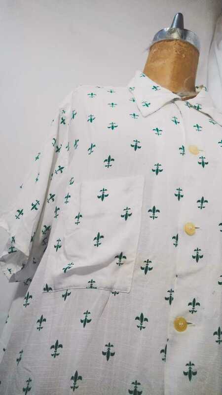 Vintage Beau brummell patterned S/S shirts 50s　ボーブランメル　英国　総柄シャツ　ワークシャツ　ボックスシャツ　ビンテージ