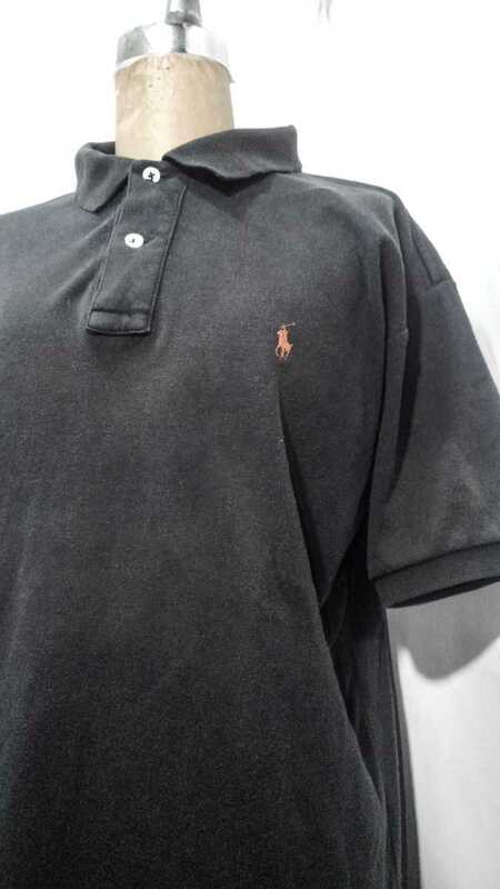 Ralph Lauren Polo shirt 90s　ラルフローレン　ポロシャツ　ブラック　タイ製　　刺繍ロゴ　RRL ビンテージ