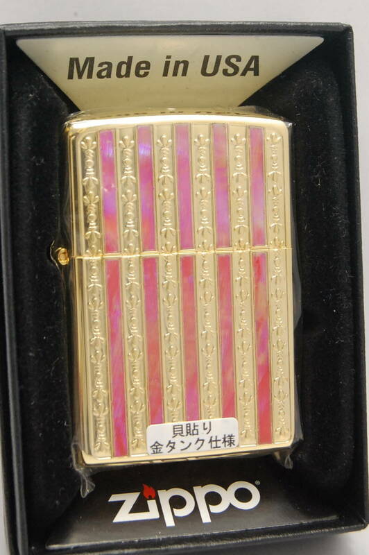 ☆新品・未使用☆　Zippo　ジッポー　貝貼り　金タンク仕様　GM　ライター