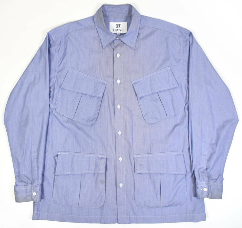 HBNS 定価3万 Loose Fatigue Shirts S(大きめ) ストライプ ハバノス ルーズファテーグシャツ ジャケット