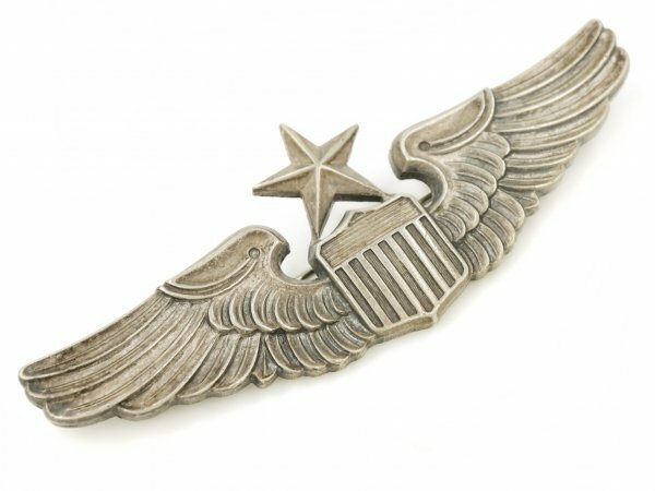 50s POST WW2 ビンテージ US AIR FORCE シルバー製 USAF シニア パイロット ウイング ミリタリー ピン エアフォース バッジ 米軍 空軍 徽章