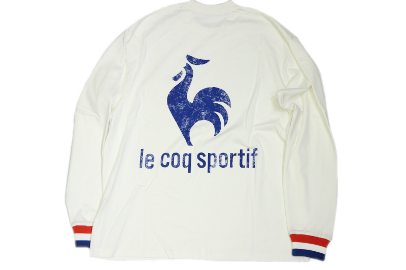 未使用 ESSAY × le coq sportif (エッセイ/ルコックスポルティフ) 長袖Tシャツ / 白/青 / ロンT / Mサイズ