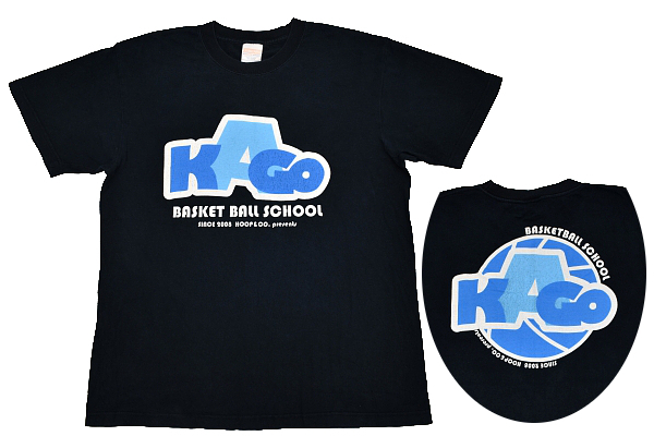 Y-2003★送料無料★美品★KAGO BASKETBALL SCHOOL バスケットボール スクール★ブラック黒色 両面プリント 半袖 T-シャツ Ｌ