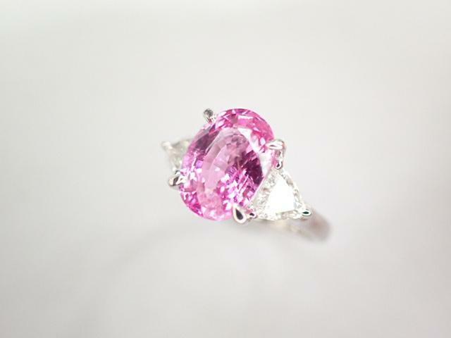 美品 Pt900 ピンクサファイア2.29ct ダイヤ計0.43ct デザイン リング 指輪 