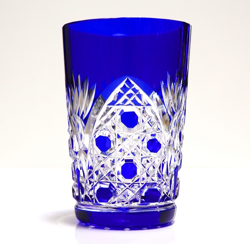 オールド・バカラ (BACCARAT) ディアマン・ピエーリー 青色被せ装飾 グラス タンブラー ロックグラス ウイスキー 切子 義山 ダイヤモンド