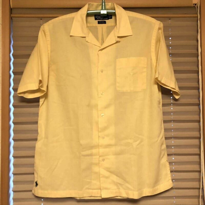 デッドストック レアカラー Polo Ralph Lauren CALDWELL box shirt レモンイエロー ポロラルフローレン オープンカラーシャツ 開襟 90s