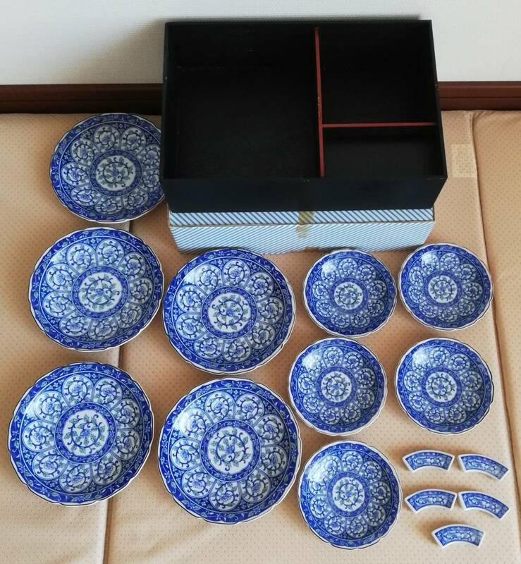 ◆セラミック藍/中皿、小皿、箸置きセット