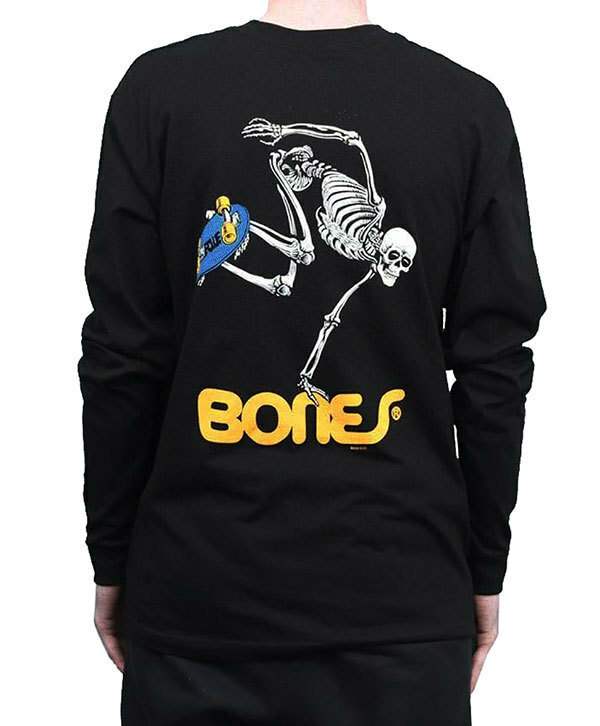 Powell Peralta (パウエル) ロンT ロングTシャツ 長袖 Skateboarding Skeleton Long Sleeve T-Shirt Black 80's 復刻 スケボー SKATE SK8