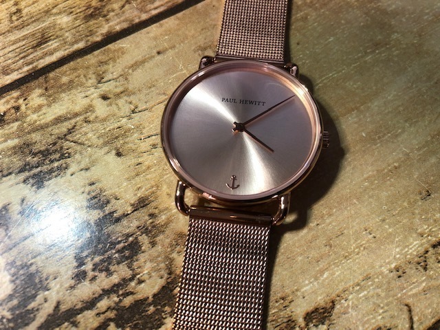 BK0213 使用感ない美品 PAUL HEWITT ポールヒューイット ゴールドカラー GERMANY サファイア 純正SSメッシュブレス クオーツ 腕時計