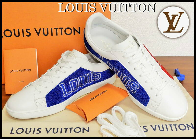 即完売 LOUIS VUITTON トリコロール スニーカー ルイヴィトン パイル生地 レザー 白 赤 青 靴 美品 正規品 ベルト モノグラム キャップ