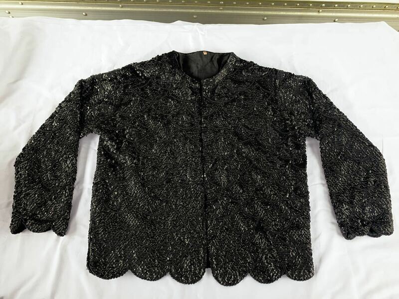 ◆ヴィンテージ◆黒のスパンコールのジャケット　サイズ40◆A-1394