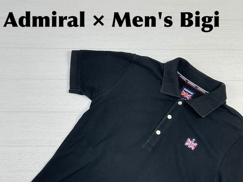 ☆送料無料☆ Men's Bigi Admiral メンズビギ アドミラル 古着 半袖 コラボ ポロシャツ メンズ 2 ブラック トップス 中古 即決