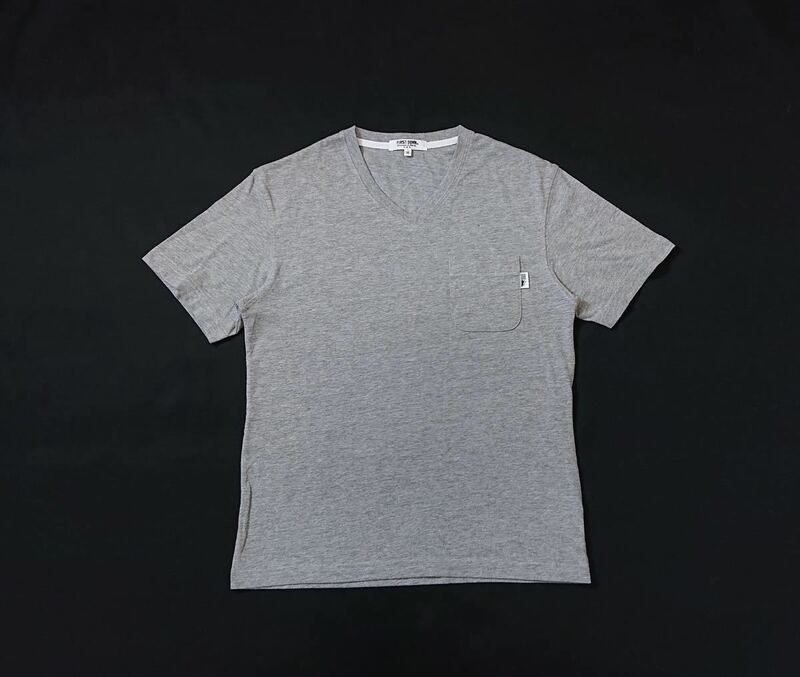 FIRST DOWN // 半袖 Vネック Tシャツ カットソー (杢グレー) サイズ M