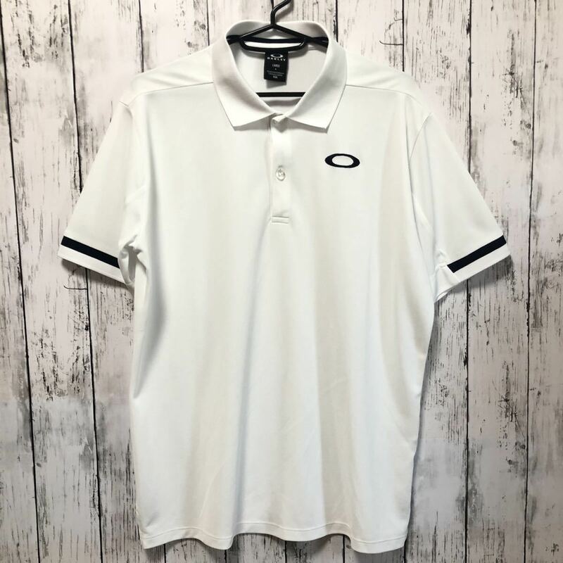 【OAKLEY】オークリー スカル ゴルフウェア 半袖ポロシャツ ホワイト メンズ L 送料無料 ！