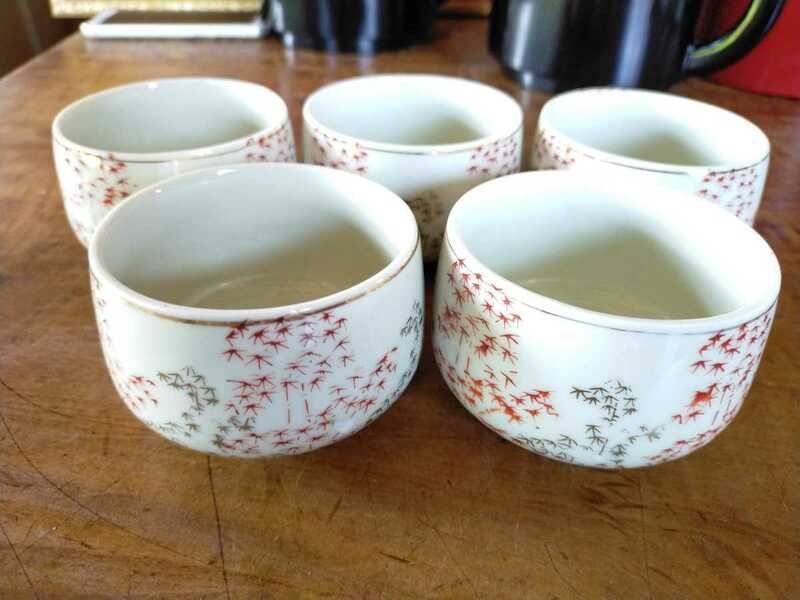 昭和レトロ 湯のみ茶碗 5個セット 竹林の絵柄