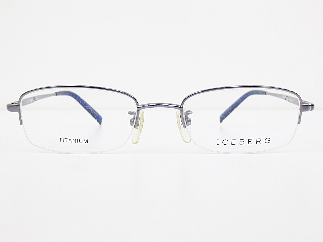 ∞【デッドストック】ICEBERG アイスバーグ 眼鏡 メガネフレーム IG-765 50[]19-138 メタル チタン ナイロール ブルー 日本製 □H8
