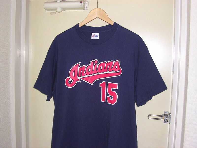美品 90s USA製 Majestic MLB Cleveland Indians #15 ALOMAR Tシャツ XL vintage old インディアンス ナンバリング