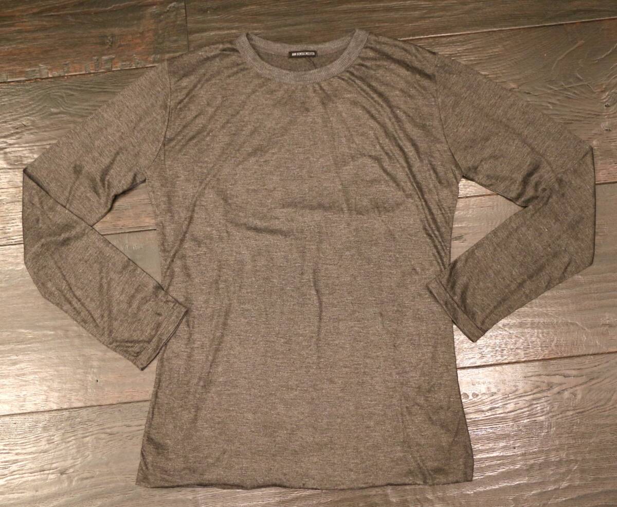 格安新品　希少　アンドゥムルメステール ANN DEMEULEMEESTER 高級 Tシャツ 長袖 メンズ　グレー 