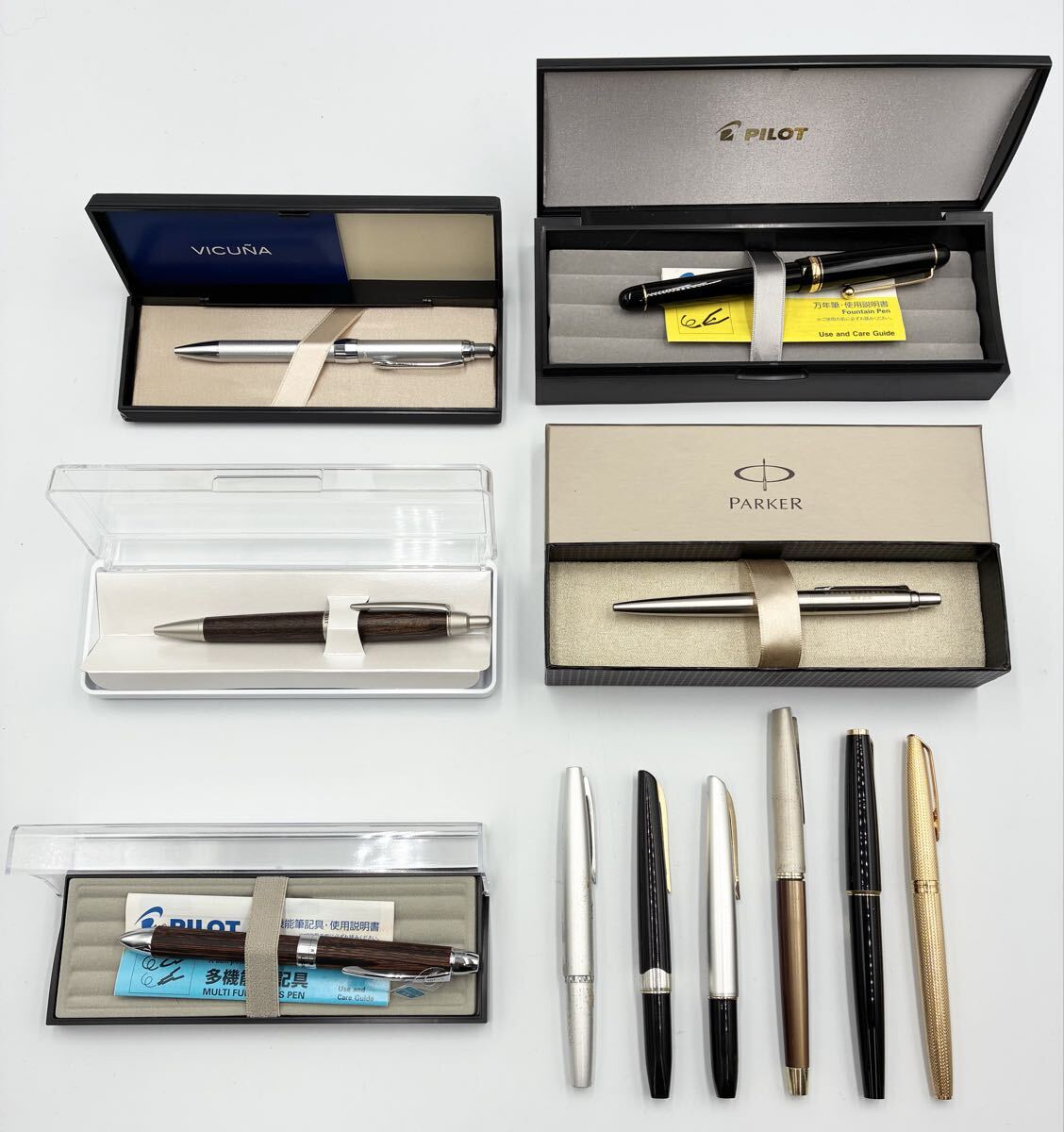 【2331 県】1円スタート 万年筆 ボールペン 11点まとめ PILOT PLATINUM SAILOR WATERMAN Montblanc 14K 18K ブラック シルバー 中古品