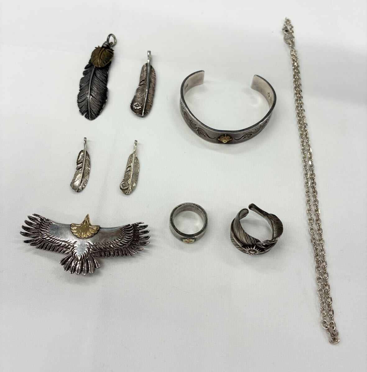 【4694 新】1円スタート アリゾナ アクセサリー 9点まとめ ネックレス リング ブレスレット ペンダント K18 SV925 イーグル 太陽神 中古品