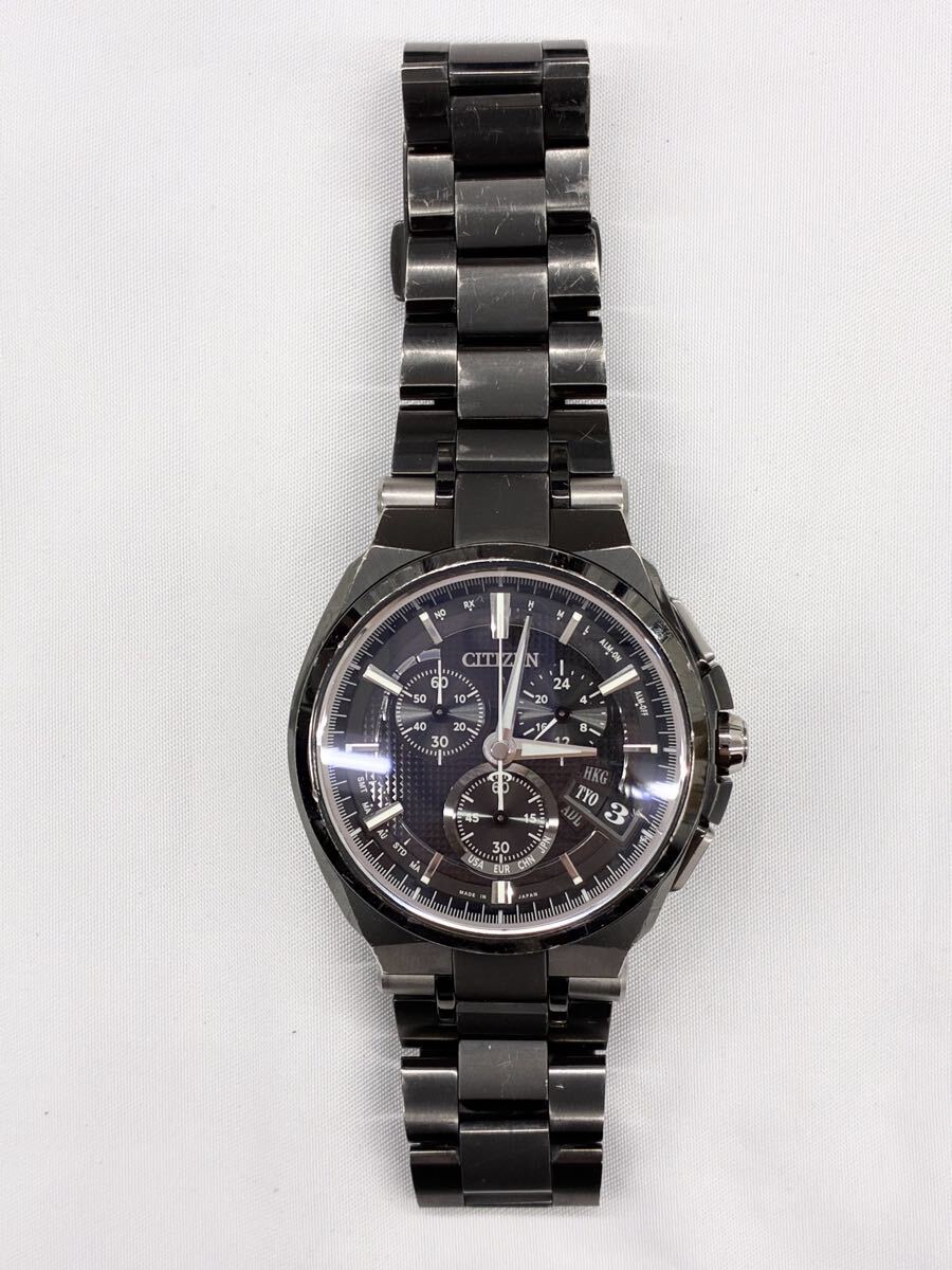 【4803 新】1円スタート CITIZEN シチズン H610-T018599 腕時計 ATTESA アテッサ クロノグラフ エコメンズ ブラック エコドライブ電波