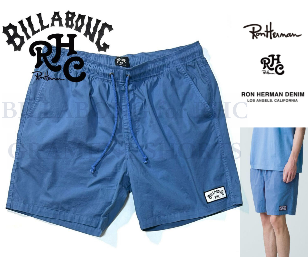 【LOOK掲載!!】ロンハーマン RHC × BILLABONG ガーメントウォッシュ加工 ショートパンツ ショーツ XL 青 RonHerman California ビラボン