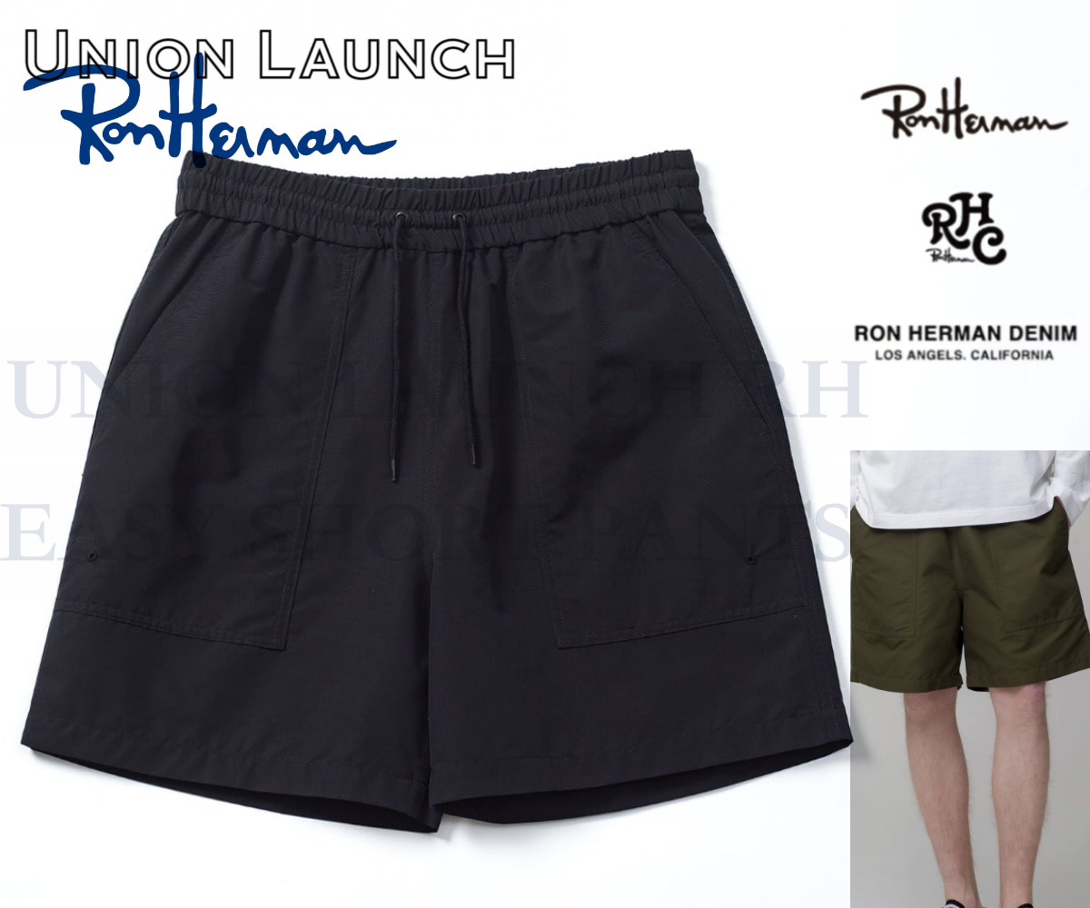 【PickUp掲載!!】ロンハーマン RHC × UNION LAUNCH 高機能素材 ショートパンツ ショーツ S ブラック RonHerman California ユニオンランチ