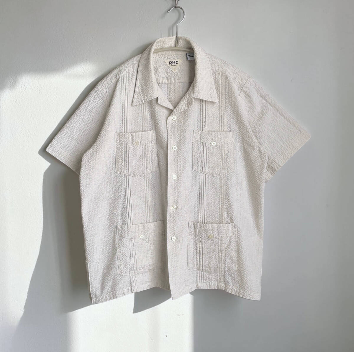 【激レア!!】ロンハーマン RHC × Son of the Cheese シアサッカー地 ショートスリーブ キューバシャツ S グレー RonHerman California