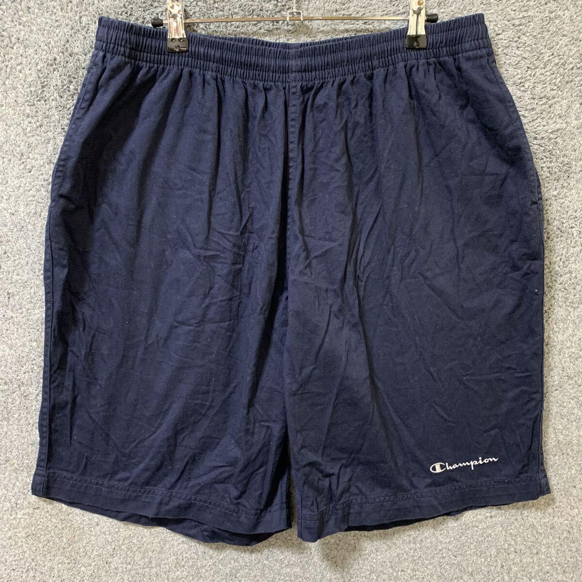 【A黒】 Champion チャンピオン ショートパンツ ハーフパンツ サイズ3L ネイビー 紺色 コットン 綿 ショーツ メンズ ボトムス 最落なし