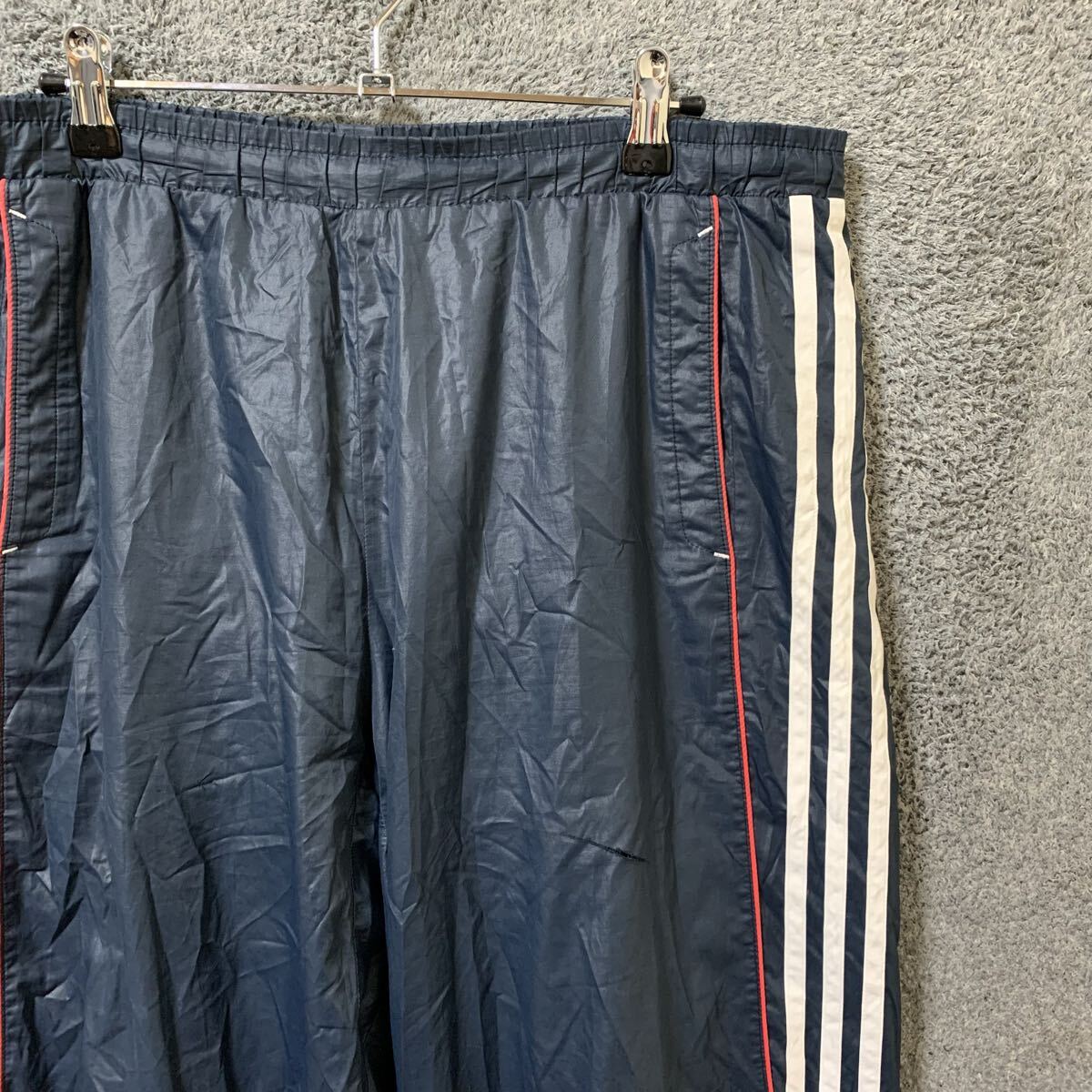 【L白】adidas アディダス トラックパンツ ジャージ サイズM ネイビー ナイロンパンツ 刺繍ロゴ CLIMA-PROOF メンズ ボトムス 最落なし