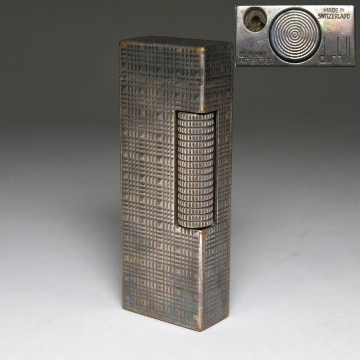 【本物保証】◆dunhill/ダンヒル ヴィンテージ◆ローラー式 ガスライター シルバー 専用ケース付 金属彫刻 動作未確認 lot:8026