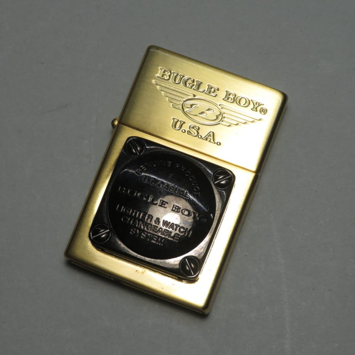 【本物保証】◆BUGLE BOY/ビューグルボーイ U.S.A ヴィンテージ◆ガスライター ゴールド 金属彫刻 動作確認OK ◆lot:8040