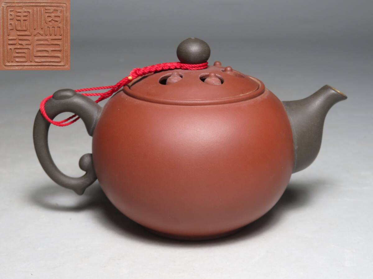 煎茶道具◆【煥臣陶磁】 朱泥 蓮子壺　紫砂壺　急須　 //紫砂壷 茶壷 茶器 茶道具寶瓶宝瓶　lot:80155