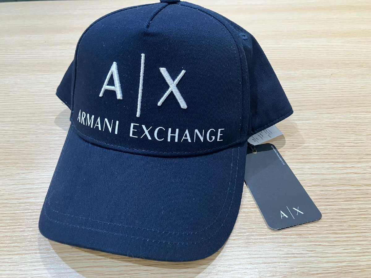 【新品タグ付】 アルマーニエクスチェンジ A|X キャップ ネイビー 紺 牛革 アジャスター 954039 HAT 帽子 メンズ レディース 現状品◎