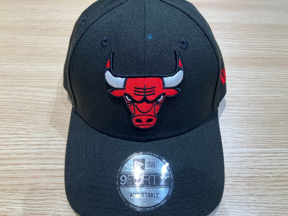 【未使用品】 ニューエラ 9FORTY NBA シカゴ ブルズ キャップ 帽子 ブラック 黒 刺繍 アジャスタブル フリーサイズ NEW ERA 現状品◎
