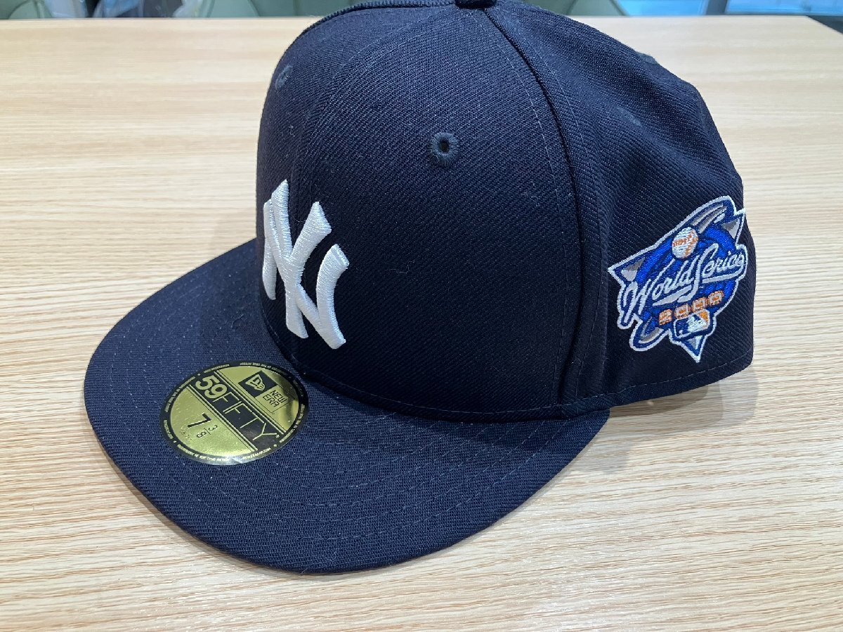 【未使用】 NEW ERA ニューエラ 59FIFTY NY ニューヨークヤンキース 2000 WS サイドパッチ 紺 ネイビー 7 3/8 つば裏グレー 現状品◎