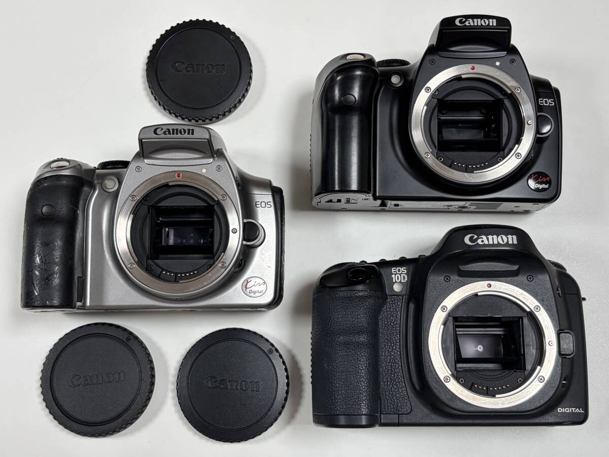 3点 まとめ Canon キャノン EOS Kiss Digital キス デジタル 10D 一眼レフカメラ ボディのみ ボディキャップ付き セット